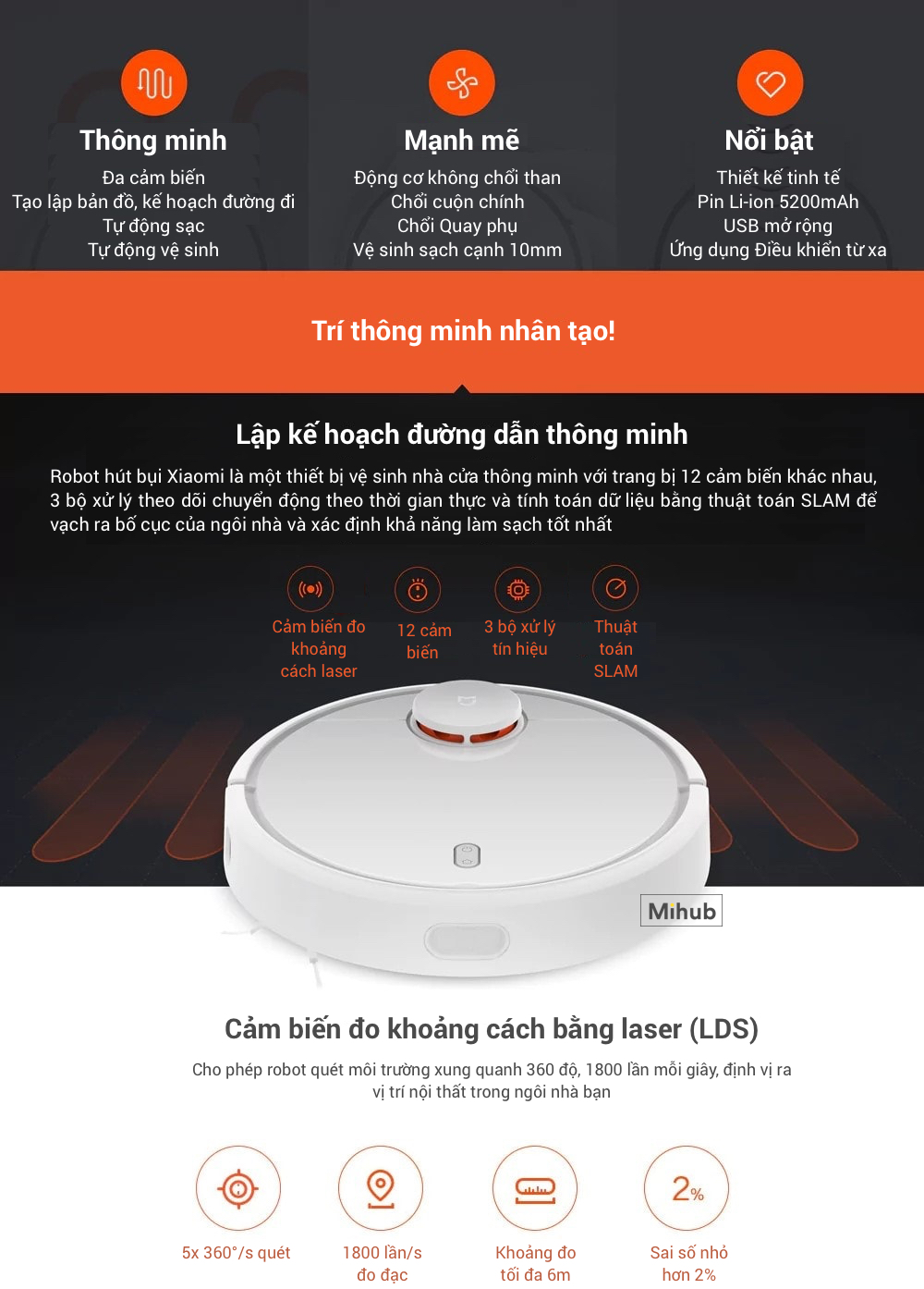 Đánh giá sản phẩm Máy Hút Bụi Thông Minh Xiaomi Mi Robot Vacuum chính hãng tphcm
